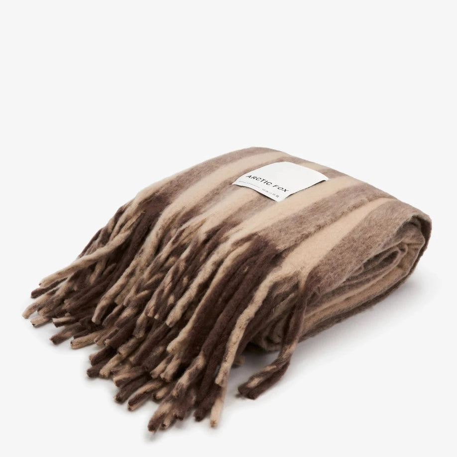 Wool Stripe Throw - burnt umber stripe