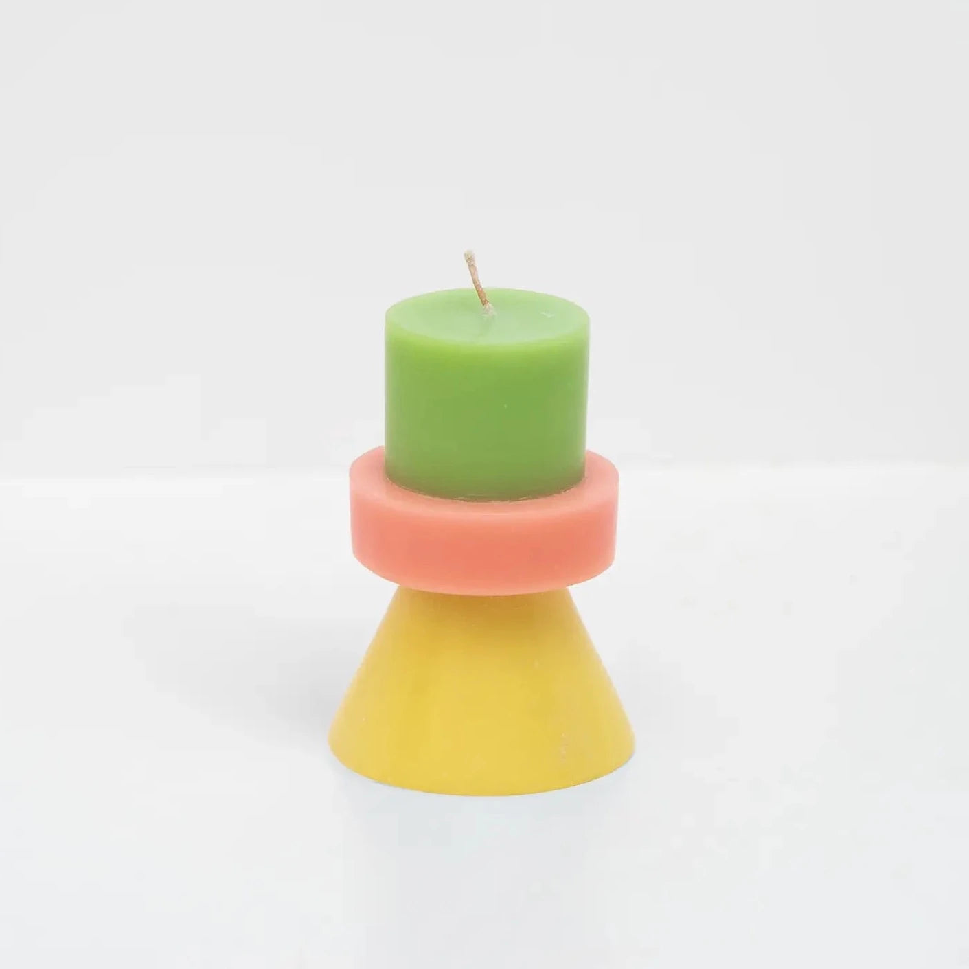 Stack Candle - lime green / coral / yellow