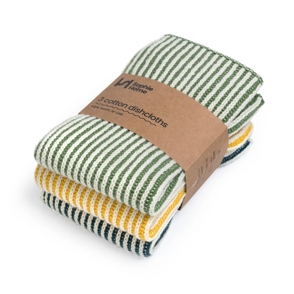 Reusable Textured Dishcloths - green / citrus / ink