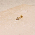 Load image into Gallery viewer, Single Trio Gold Labret Stud Earring
