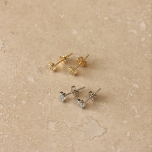 Mini Diamanté Star Stud Earrings - gold / silver