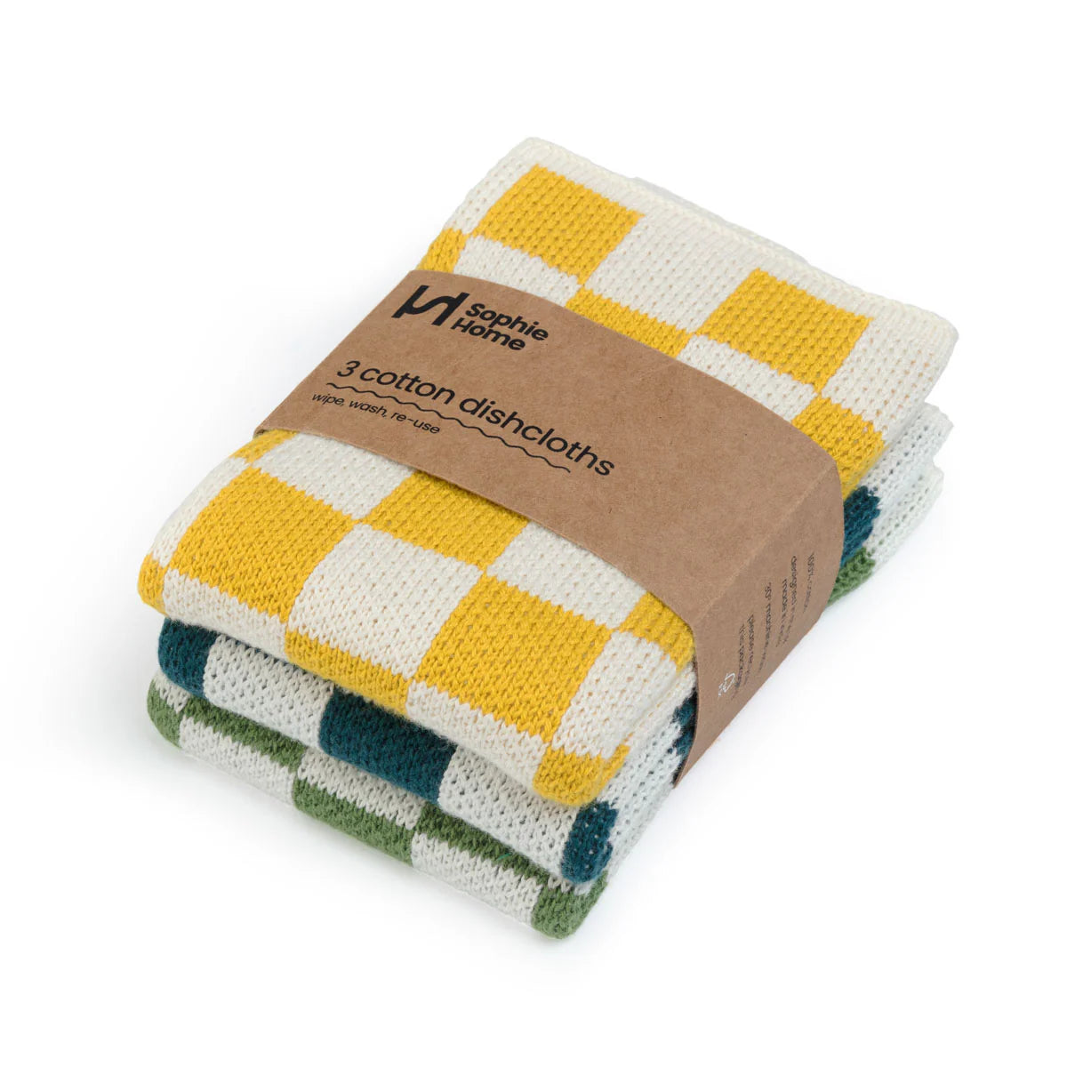 Reusable Dishcloths - citrus / ink / pink / green check