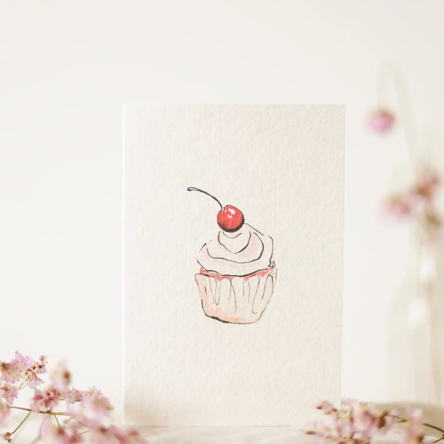 Cupcake Hand Painted Birthday Card