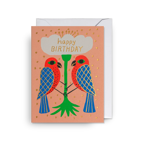 Happy Birthday Illustrated Birds Mini Card