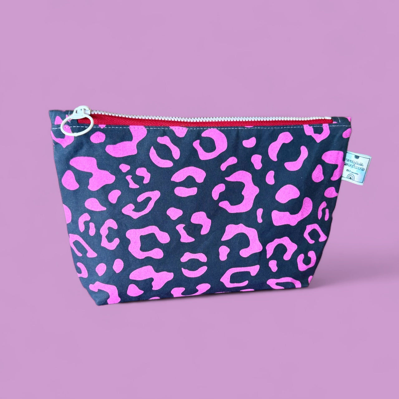 Pink & Dark Grey Leopard Cosmetic Bag