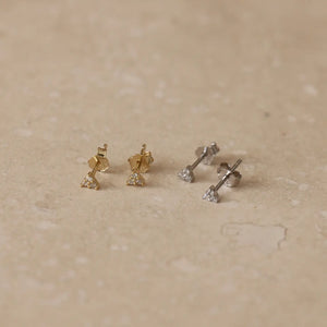 Trio Sparkling Micro Stud Earrings - gold /silver