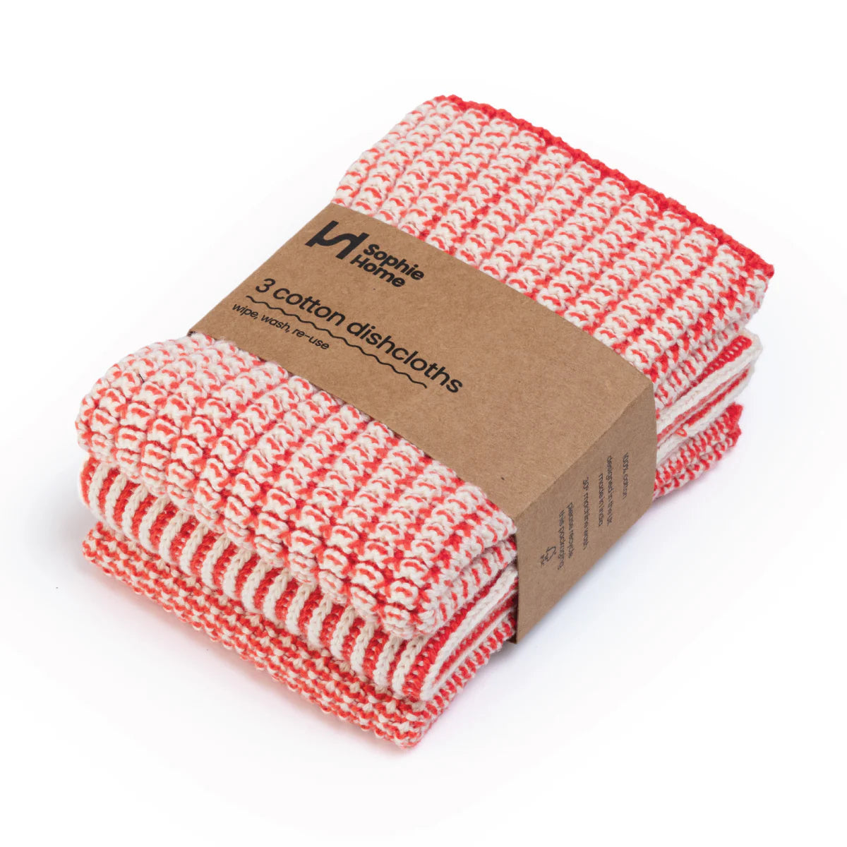 Reusable Textured Dishcloths - tomato