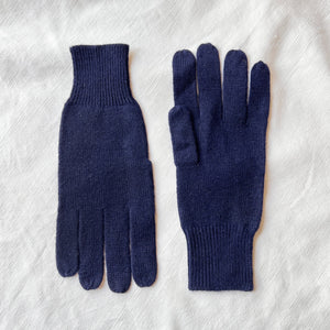 Mens Merino Wool Gloves - navy blue