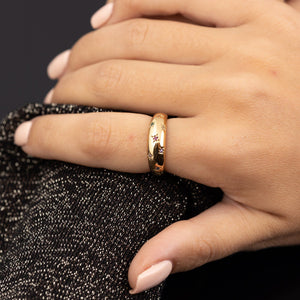 Gold Celestial Dome Ring with Rainbow Stones