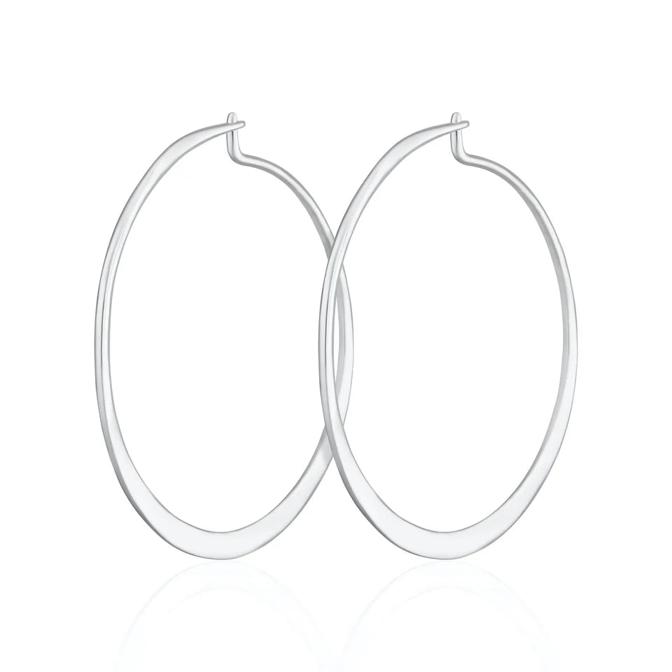 Flat Hoop Earrings - silver