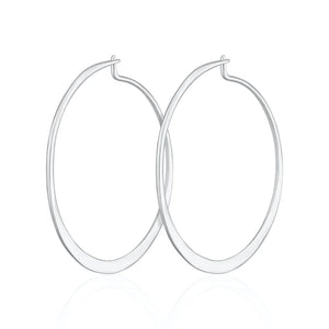 Flat Hoop Earrings - silver