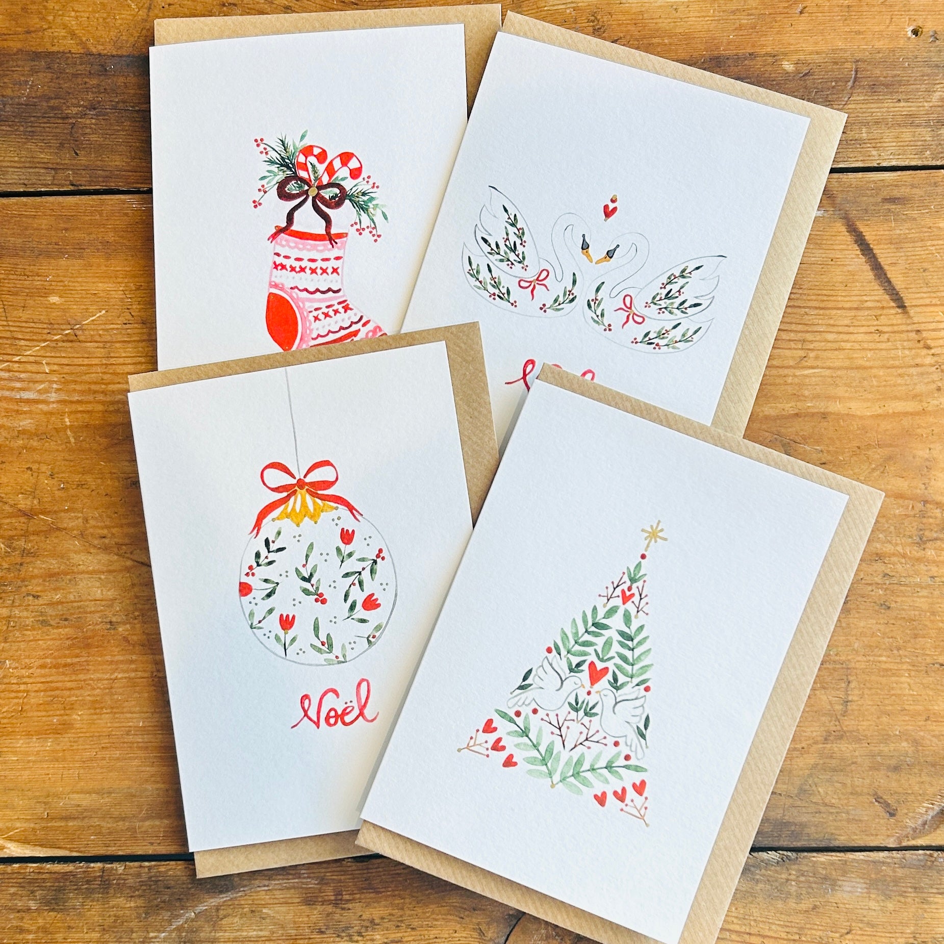 Hand Painted Christmas Cards - Various Designs