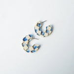 Load image into Gallery viewer, Ocean Checker Hoop Earrings
