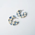 Load image into Gallery viewer, Ocean Checker Hoop Earrings
