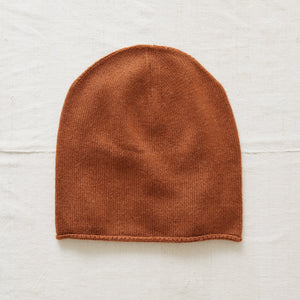 Mens Merino Wool Beanie Hat - burnt orange