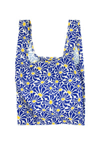 Blue Abstract Flowers Reusable Bag - medium