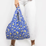 Load image into Gallery viewer, Blue Abstract Flowers Reusable Bag - medium
