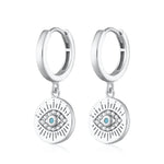 Load image into Gallery viewer, Evil Eye Charm Hoop Earring
