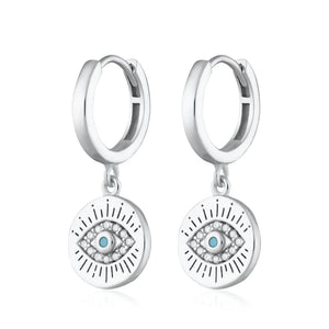 Evil Eye Charm Hoop Earring