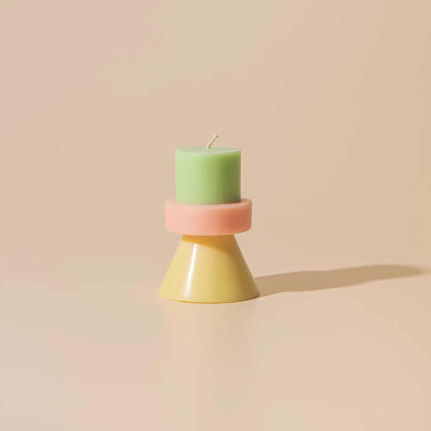Stack Candle - lime green / coral / yellow