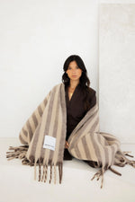 Load image into Gallery viewer, Wool Stripe Throw - burnt umber stripe
