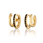 Load image into Gallery viewer, Gold Double Huggie Earring with Black Stones
