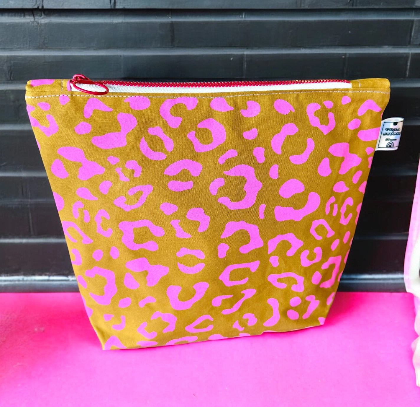 Pink & Mustard Leopard Cosmetic Bag