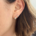 Load image into Gallery viewer, Single Diamante Star Huggie Earring - gold / silver
