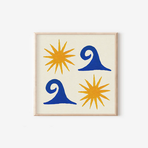 Sun and Wave Square Hand Painted Print